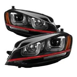 Spyder Projector Headlights - DRL LED - Red Stripe - Black FCLH 5080592 Affordable