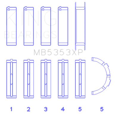 Free Delivery King Engine Bearings Ford 281 4.6L Sohc 16V (Size +0.50mm) Main Bearing Set - MB5353XP0.5
