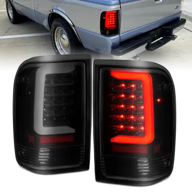 ANZO 1993-1997 Ford Ranger LED Tail Lights w/ Light Bar Black Housing Clear Lens - 311360 Last Chance