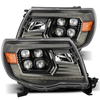 AlphaRex 05-11 Toyota Tacoma NOVA LED Projector Headlights Plank Style Black w/Activation Light/DRL - 880744 Premium