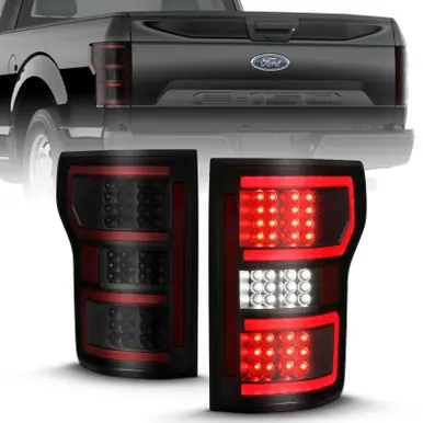 ANZO 18-19 Ford F-150 LED Taillight Black Housing Clear Lens Red Light Bar W/Sequential - 311314 Bulk Order
