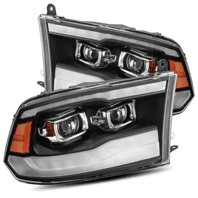Today Only AlphaRex 09-18 Dodge Ram 1500HD PRO-Series Projector Headlights Plank Style Black w/Seq Signal/DRL - 880597