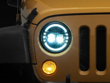 Best Choice Raxiom 97-18 Jeep Wrangler TJ & JK Axial 7-In LED Headlights w/ DRL- Chrome Housing (Clear Lens) - J155569
