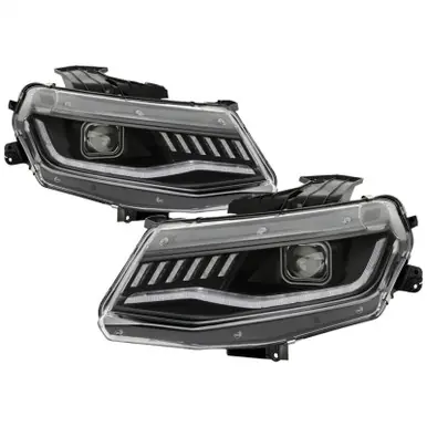 Best Choice Spyder Chevy Camaro 16-18 Halogen Model Full LED Headlights Black PRO-YD-CCAM16HALAP-SEQ-BK - 5087317