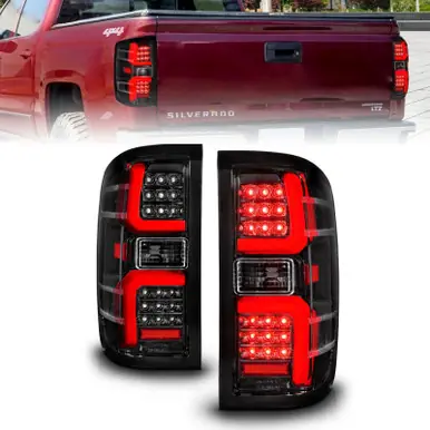 Holiday Sale ANZO 15-19 Chevrolet Silverado 2500 HD/3500 HD LED Taillight w/ Sequential Black Housing/Clear Lens - 311450