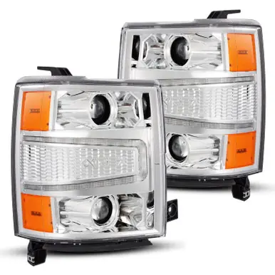 AlphaRex 04-15 Chevy 1500HD LUXX LED Proj Headlights Chrome w/Seq Activation Light / Seq Signal - 880243 Authentic