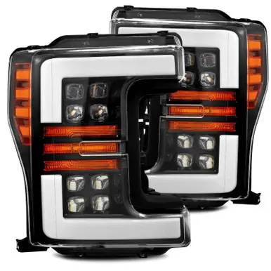 AlphaRex 17-19 Ford F-250 SD NOVA LED Proj Headlights Plank Style Gloss Blk w/Activ Light/Seq Signal - 880100 Luxury