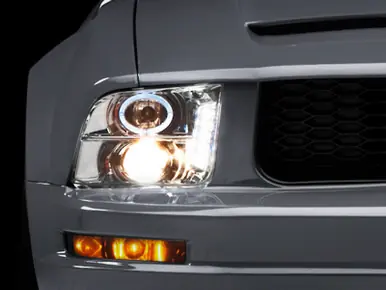 Raxiom 05-09 Ford Mustang Excluding GT500 LED Halo Projector Headlights- Chrome Housing (Clear Lens) - 49006 Limited Offer