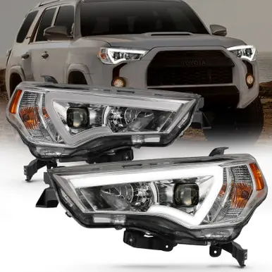 ANZO 14-18 Toyota 4 Runner Plank Style Projector Headlights Chrome w/ Amber - 111417 Free Delivery