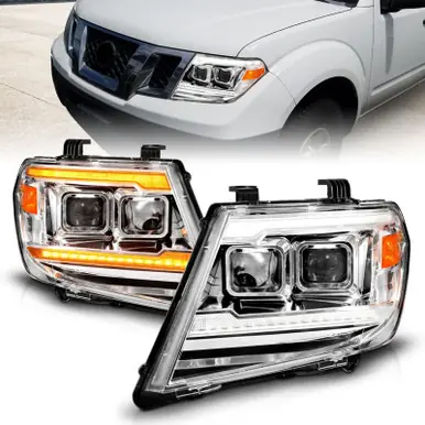 ANZO 09-20 Nissan Frontier Chrome Projector Plank Style DRL w/ Switchback & Sequential LED DRL - 111598 Next Day Delivery
