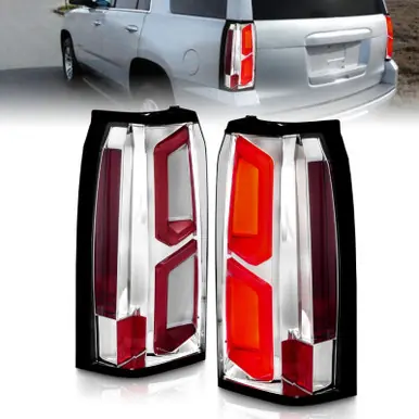 Popular ANZO 2015-2020 Chevrolet Tahoe LED Tail Lights w/ Light Bar Chrome Housing Clear Lens - 311376