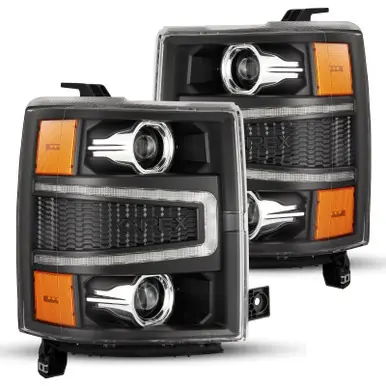 AlphaRex 04-15 Chevy 1500HD LUXX-Series LED Proj Headlights Black w/Activ Light/Seq Signal - 880242 Exclusive