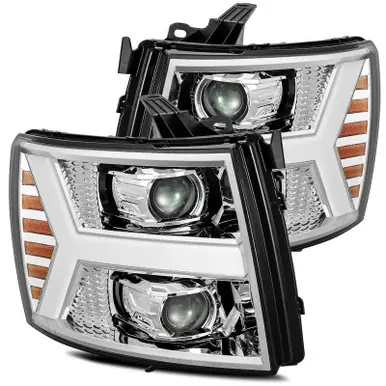 AlphaRex 07-13 Chevy 1500 LUXX LED Proj Headlights Plank Design Chrome w/ Activ Light/Seq Signal/DRL - 880222 Hot Deal