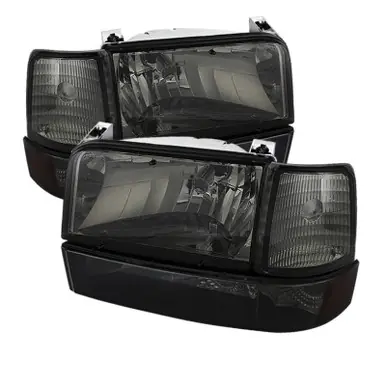 Free Delivery Xtune Ford F150/Bronco 92-96 Headlights w/Corner Bumper 6pcs Amber- Smoke HD-JH-FB92-SET-AM-SM - 5073143