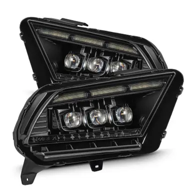 AlphaRex 13-14 Ford Mustang NOVA LED Proj Headlights Alpha-Blk w/Actv Light & Seq.Sig / SB DRL - 880488 Price Drop