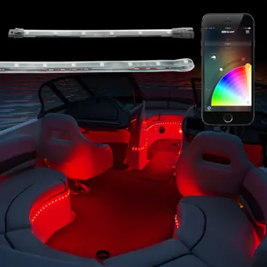 Next Day Delivery XK Glow XKchrome Boat Strip Advanced Kit w/ Dual-Mode Dash Mount Controller 6x36In + 6x9In - XK-BOAT-ADV-DM