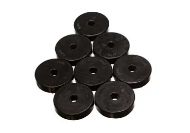 Don’t Miss Out Energy Suspension Polyurethane Pad Set - 2 9/32in OD x 7/16in Hole ID x 1/2in Height - Round Black - 9.9528G