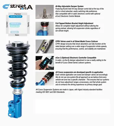 Brand New Cusco Coilovers Street Zero-A (Front Pillow / Rear Hard Rubber) Adjustable 13+ Subaru BRZ/Toyota 86 - 965 61N CN