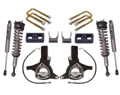 MaxTrac 16-18 GM C1500 2WD w/Stamped Steel Susp. 7in/4in MaxPro Elite Spindle Lift Kit w/FOX Shocks - K881774F Fresh Stock