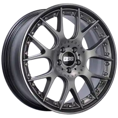 BBS CH-RII 20x8.5 5x112 ET42 Satin Platinum Center Black Lip SS Rim Prot Wheel -82mm PFS/Clip Req - CH650PBPO Brand New