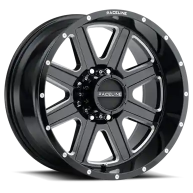 Professional Grade Raceline 940M Hostage 16x8in / 6x139.7 BP / 0mm Offset / 106.1mm Bore - Black & Milled Wheel - 940M-68060-00