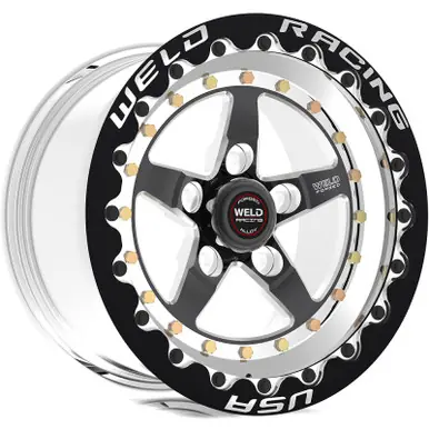 Sale Weld Weldstar 15x10 / 5x4.75 BP / 7.5in. BS Black Wheel - Black Single Beadlock MT - 791B510284F