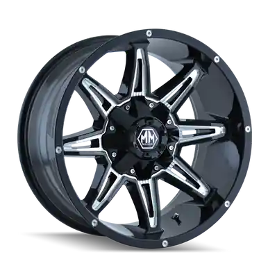 Mayhem 8090 Rampage 20x9 / 5x127 BP / 0mm Offset / 87mm Hub Black w/ Milled Spokes Wheel - 8090-2952M Get Yours