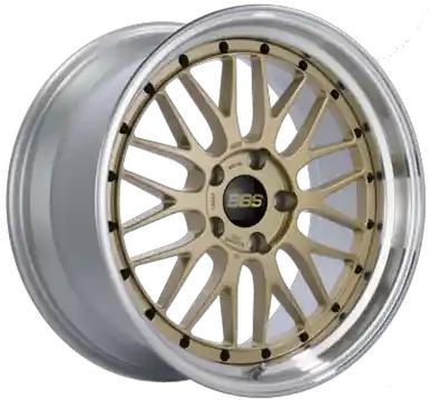 Grab Now BBS LM 17x7.5 5x114.3 ET38 PFS Gold Center Diamond-Cut Rim Wheel PFS/Clip Req - LM076GPK