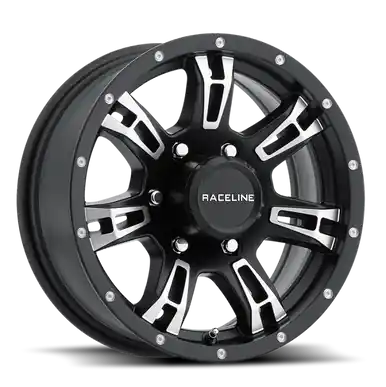 Holiday Sale Raceline 840 Arsenal 16x6in / 6x139.7 BP / 0mm Offset / 4.25mm Bore - Black & Machined Wheel - 840-66060