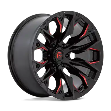 Fuel Off Road Model D823 FLAME 6 Gloss Black Milled Red 22X10 Free Returns