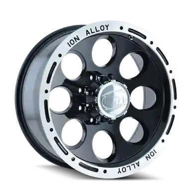 Express Delivery ION Type 174 17x9 / 8x165.1 BP / 0mm Offset / 130.8mm Hub Black/Machined Wheel - 174-7981B