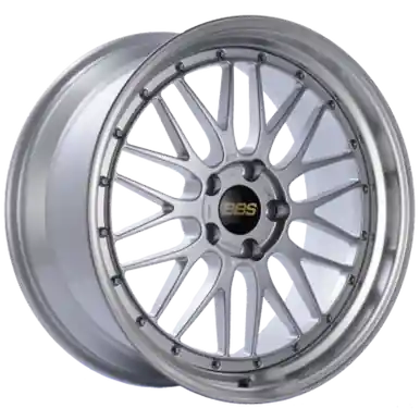 BBS LM 20x8.5 5x112 ET38 Diamond Silver Center Diamond Cut Lip Wheel -82mm PFS/Clip Required - LM273DSPK Final Sale