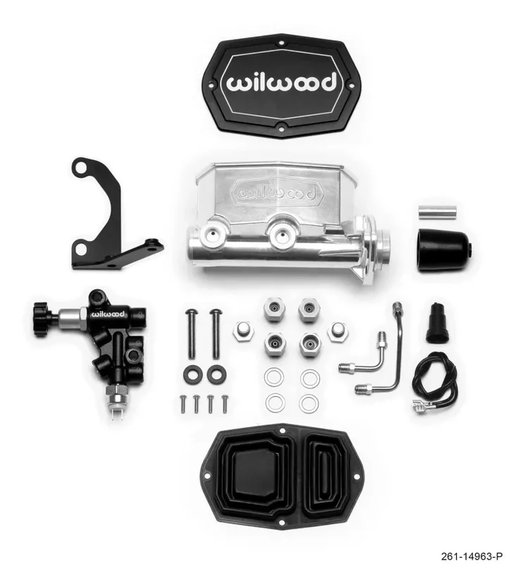 Budget Wilwood Compact Tandem M/C - 1in Bore - w/Bracket and Valve - Ball Burnished